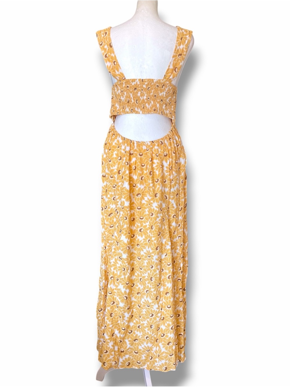 Free People Rosalee Midi Dress Yellow Floral Open Back Small NWOT Boho Vacation - Picture 7 of 16